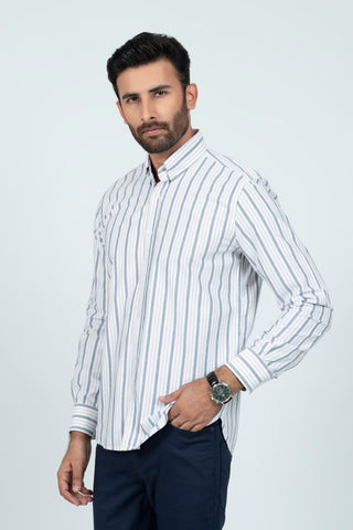 Classic Fit White Lining Casual Shirt LC240678-WT