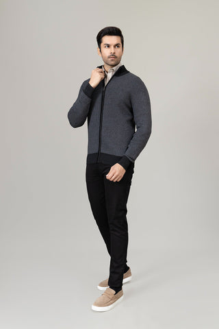 Charcoal Grey Full Zip Sweater