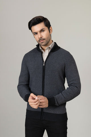 Charcoal Grey Full Zip Sweater