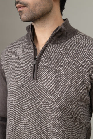 Half Zip Brown Sweater