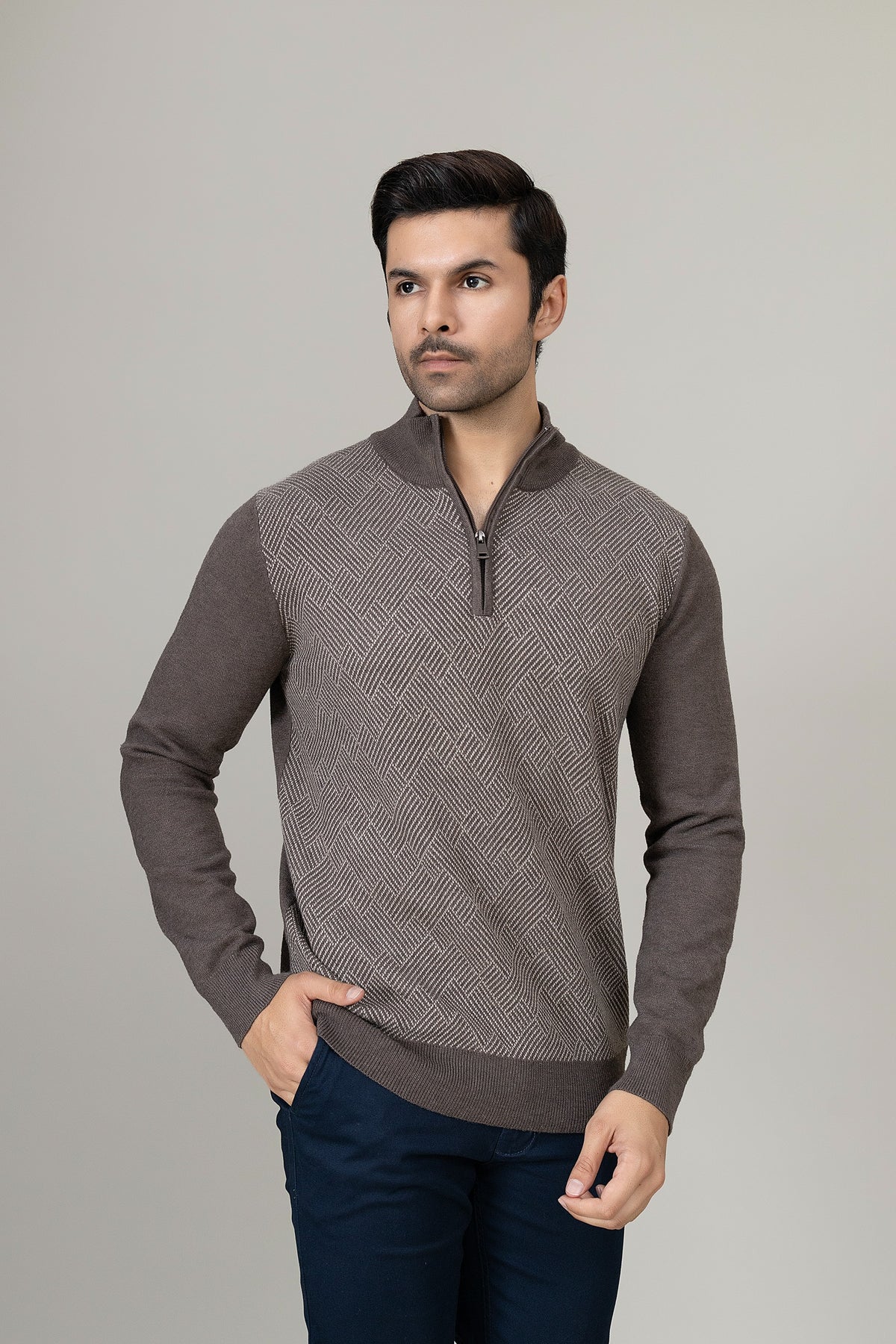 Half Zip Brown Sweater