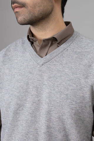 Light Grey V. Neck Sweater
