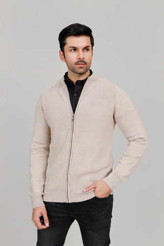 Beige Zipper Upper