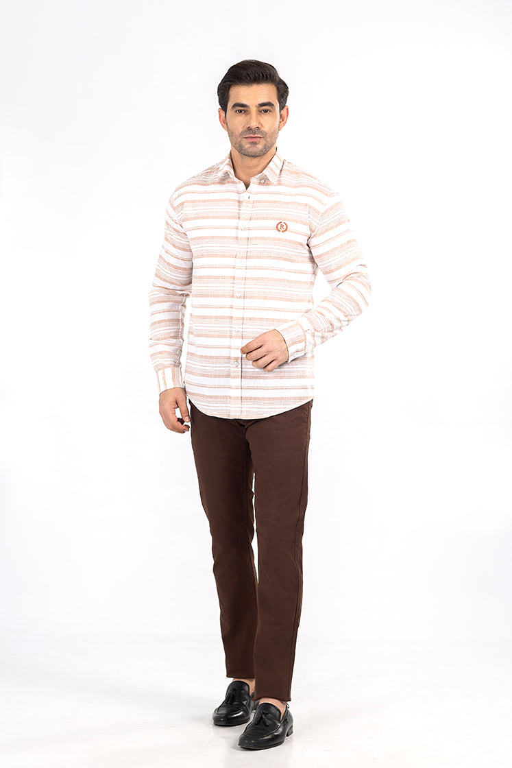 Light Brown Lining Casual Shirt LS23004-LBR