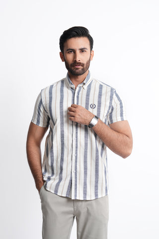 Smart Fit White Lining Casual Shirt LS240562-WT