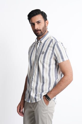 Smart Fit White Lining Casual Shirt LS240562-WT