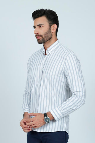 Smart Fit White Lining Casual Shirt LS240682-WT