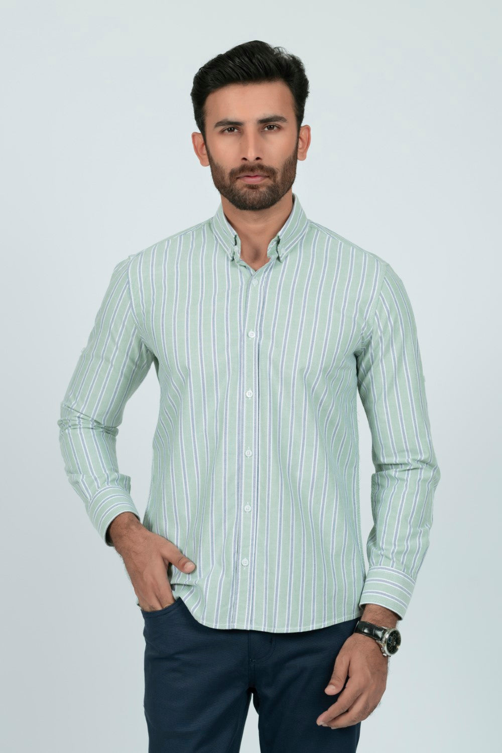 Smart Fit Light Green Lining Casual Shirt LS240683-LGN