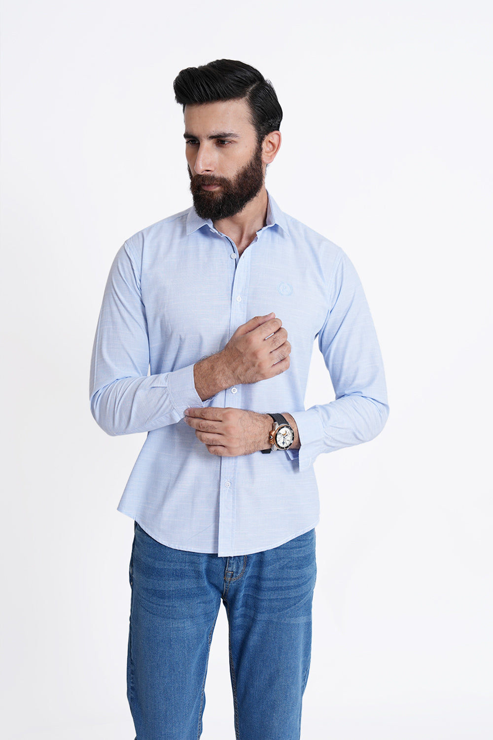 Sky Plain Casual Shirt PC240208-SKY