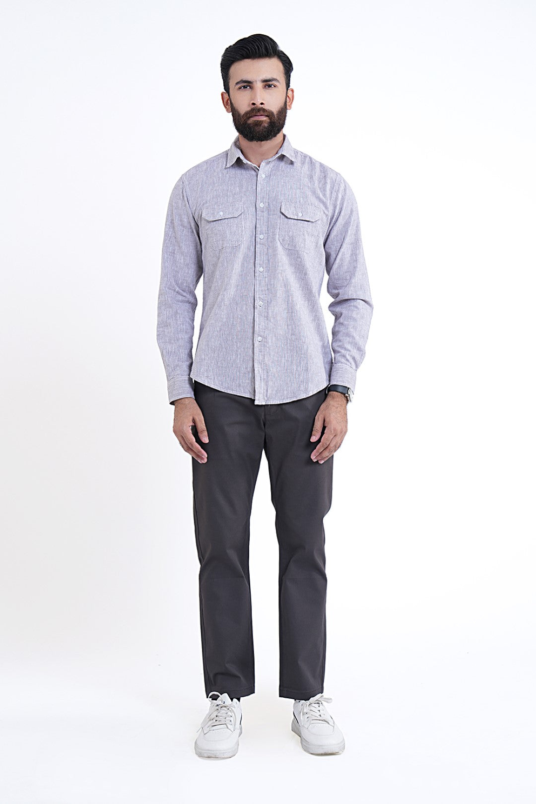 Grey Plain Casual Shirt PC240211-GR