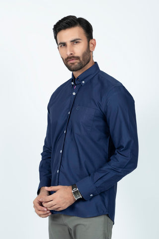 Classic Fit Navy Plain Casual Shirt PC240676-NY