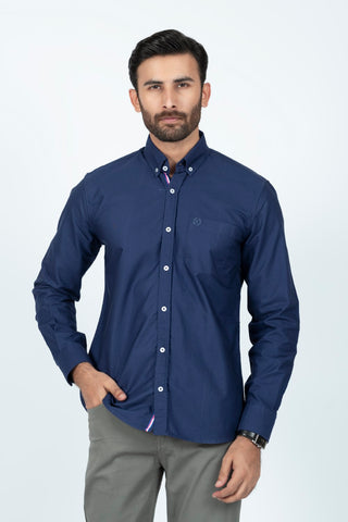 Classic Fit Navy Plain Casual Shirt PC240676-NY