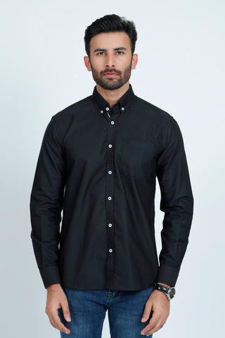 Classic Fit Black Plain Casual Shirt PC240749-BK