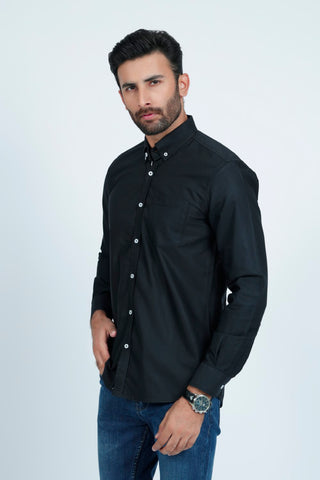 Classic Fit Black Plain Casual Shirt PC240749-BK