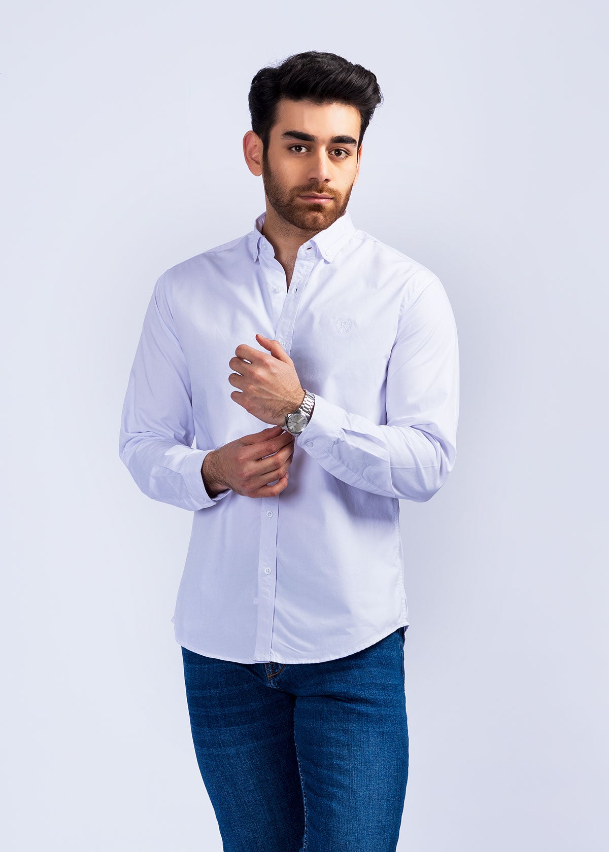 White Plain Classic Fit Casual Shirt PC22037-WT