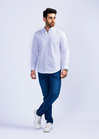 White Plain Classic Fit Casual Shirt PC22037-WT