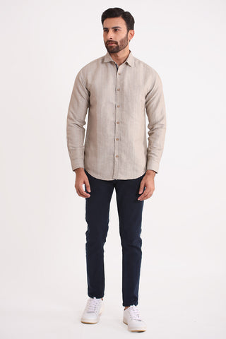 Light Brown Plain Casual Shirt