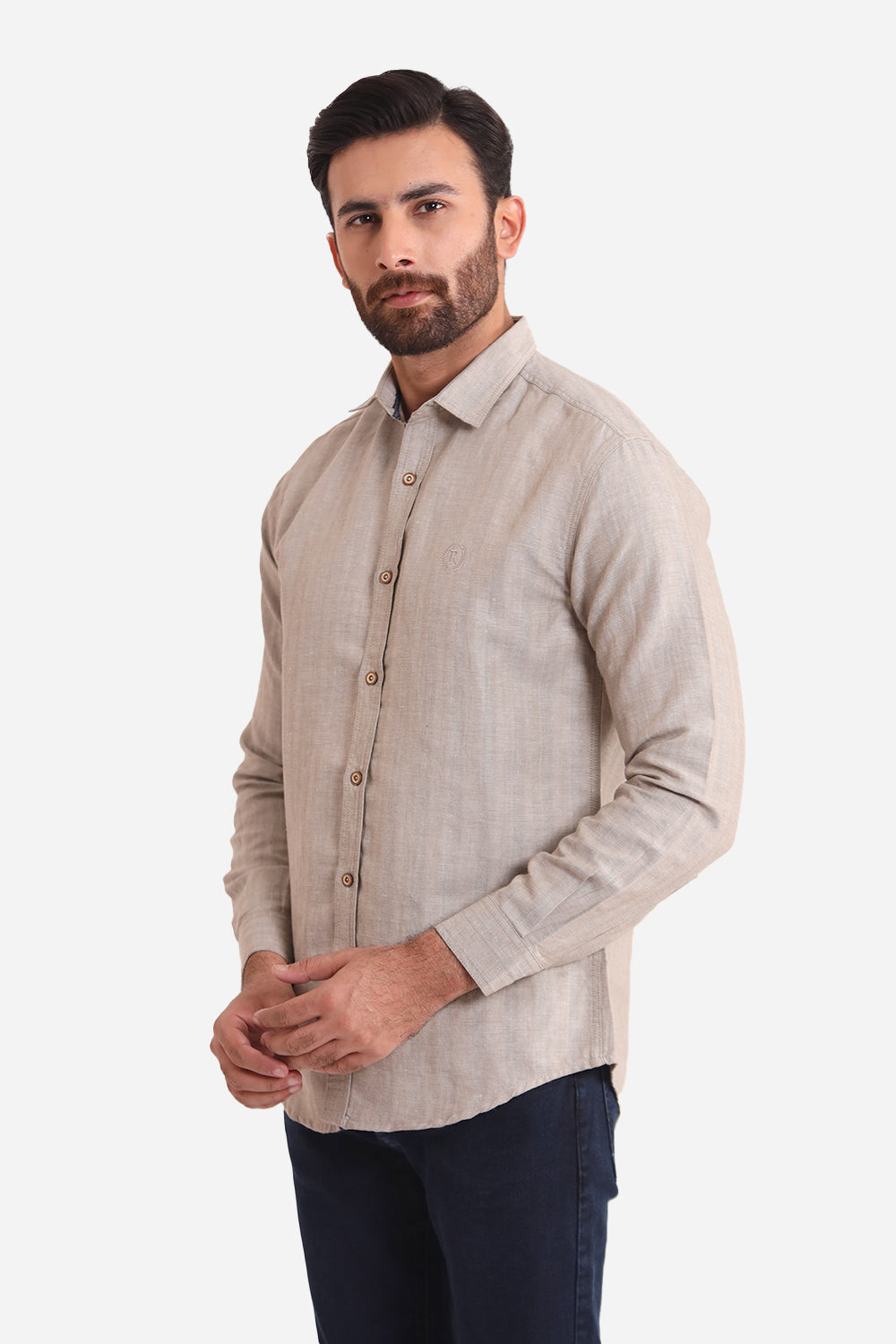 Light Brown Plain Casual Shirt