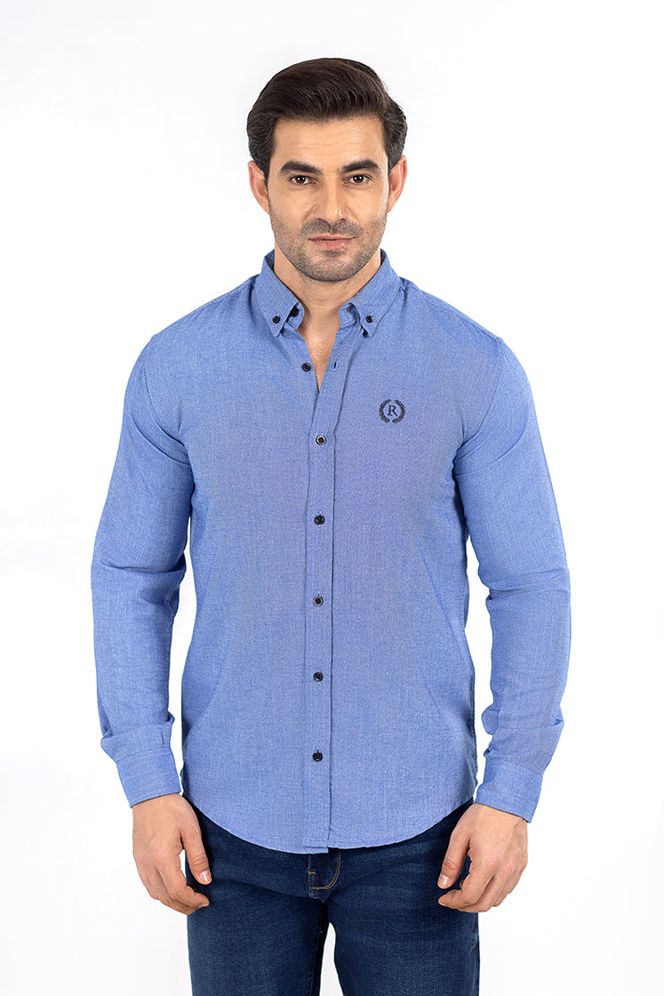 Blue Plain Casual Shirt PS23046-BL