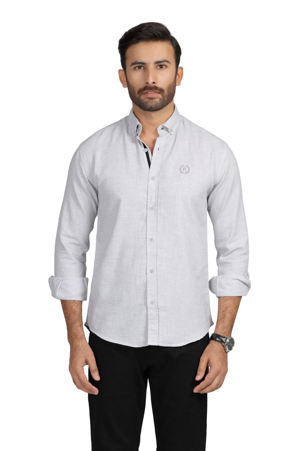 Silver Grey Plain Casual Shirt
