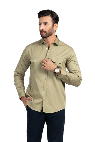 Olive Plain Casual Shirt