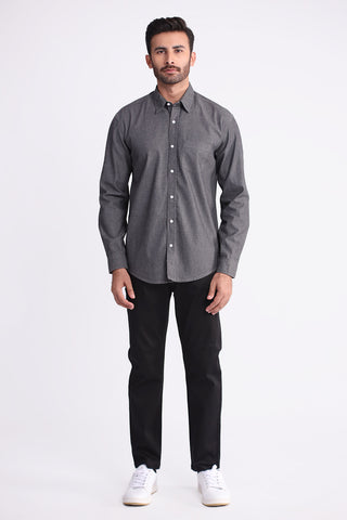 Charcoal Grey Plain Casual Shirt