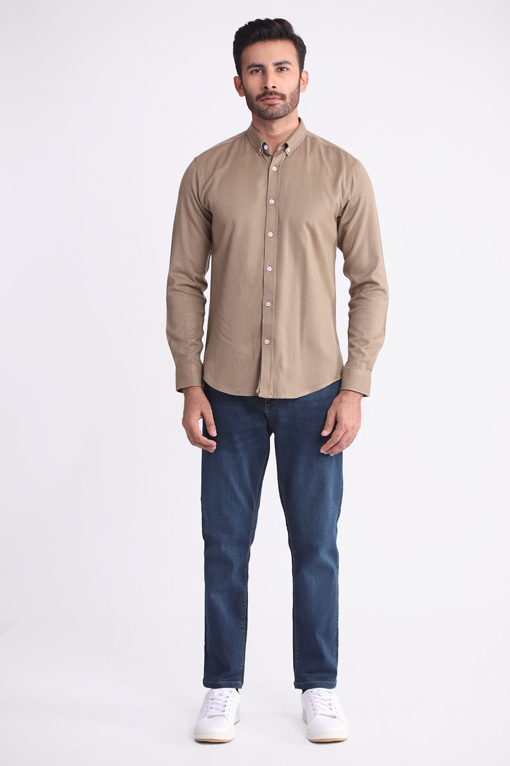 Khaki Plain Casual Shirt