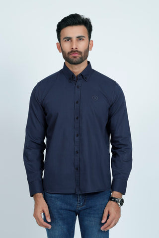 Smart Fit Navy Plain Casual Shirt PS240556-NY