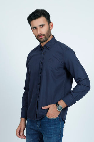 Smart Fit Navy Plain Casual Shirt PS240556-NY