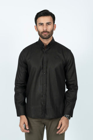 Smart Fit Black Plain Casual Shirt PS240557-BK