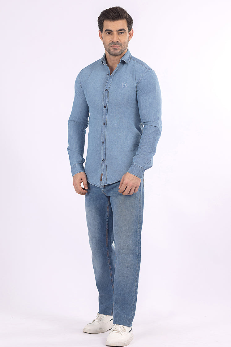 Blue Plain Casual Shirt PSF22055-BL