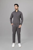 Charcoal Zip-Up Polo Shirt