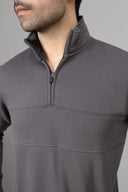 Charcoal Zip-Up Polo Shirt
