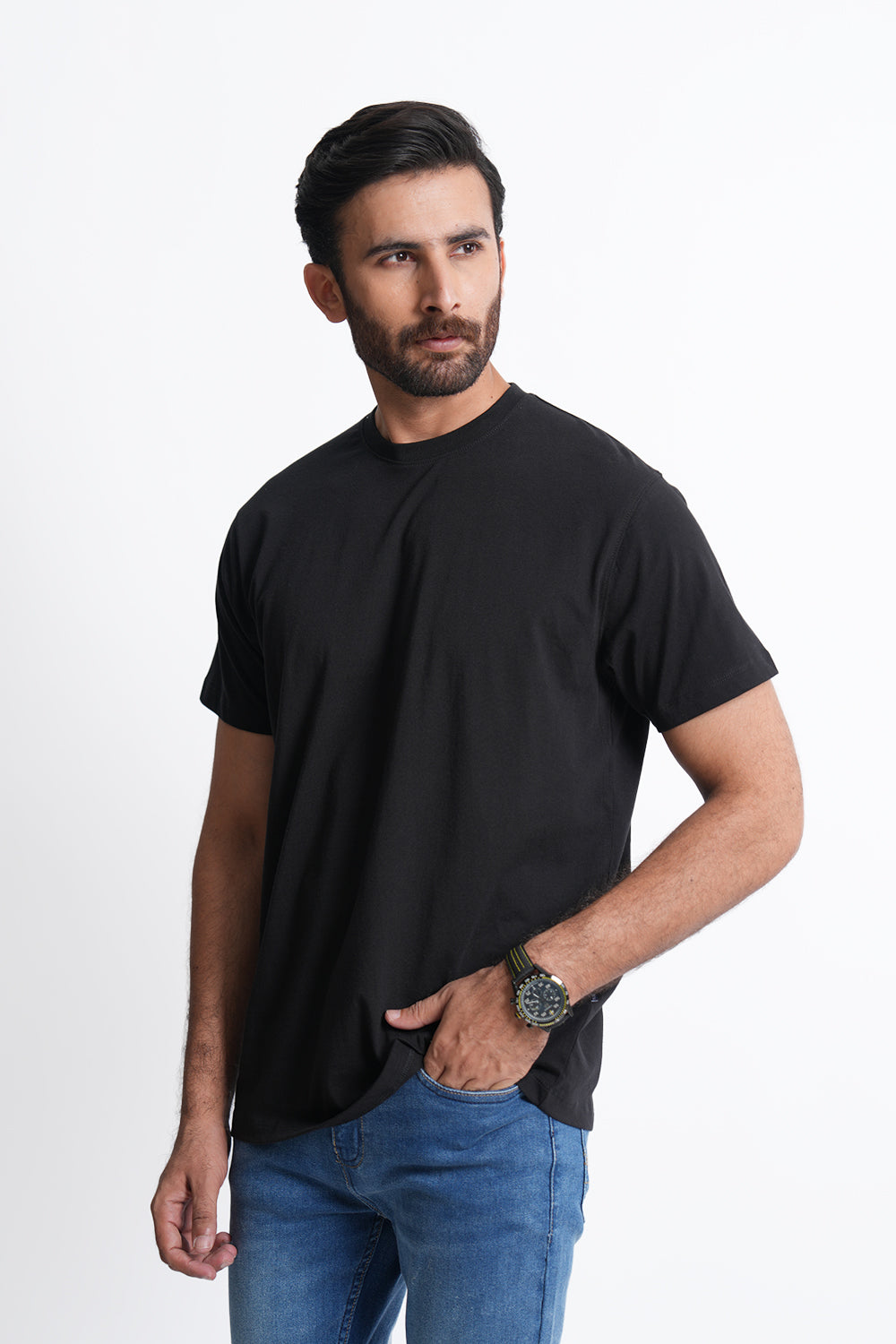 Black Round Neck Shirt RTNC240464-BK