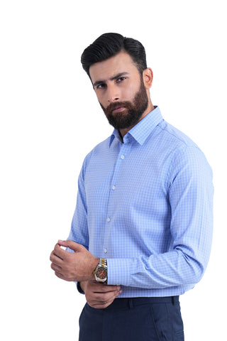 Smart Fit Blue Check Dress Shirt SFC240152-BL