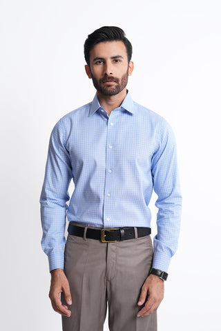 Smart Fit Sky Check Dress Shirt SFC240159-SKY