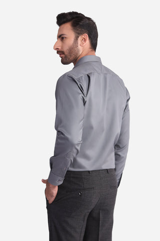 Grey Plain Dress Shirt