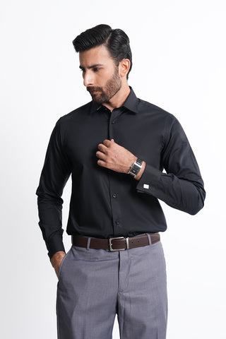 Smart Fit Black Plain Dress Shirt SFP240615-BK