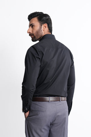 Smart Fit Black Plain Dress Shirt SFP240615-BK