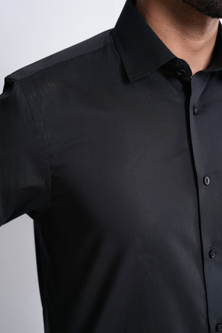 Smart Fit Black Plain Dress Shirt SFP240615-BK