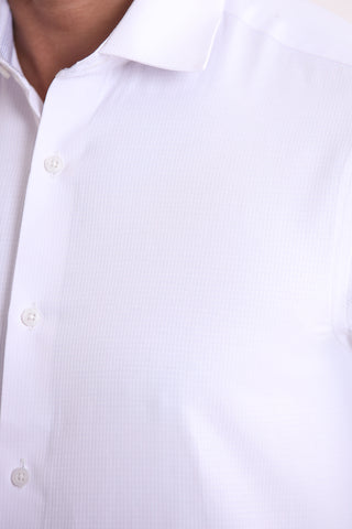 White Textured Dress Shirt