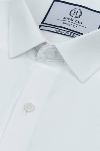 Smart Fit White Textured Dress Shirt SFT240611-WT