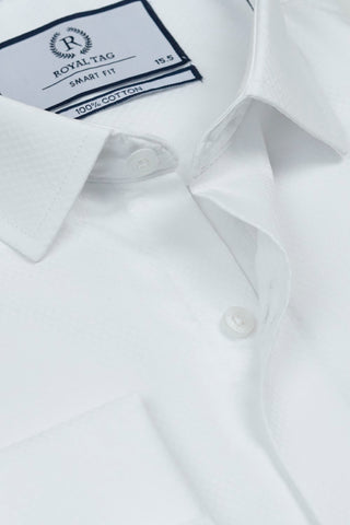 Smart Fit White Textured Dress Shirt SFT240611-WT