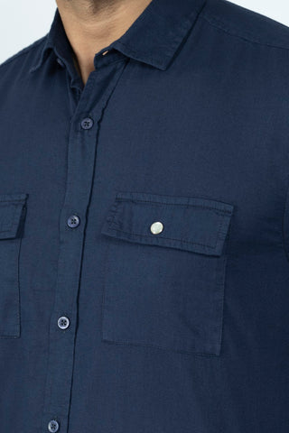 Classic Fit Navy Textured Casual Shirt TC240201-NY