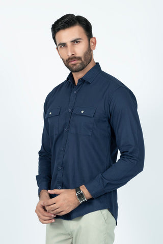 Classic Fit Navy Textured Casual Shirt TC240201-NY