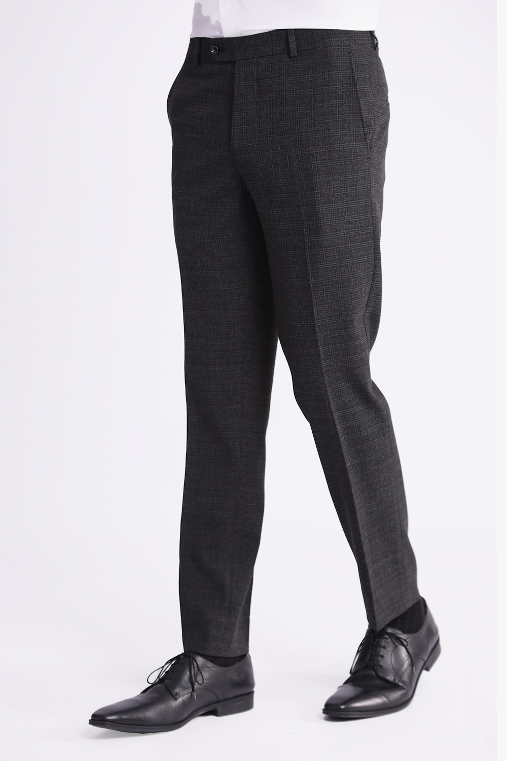 Charcoal Grey Check Dress Pant