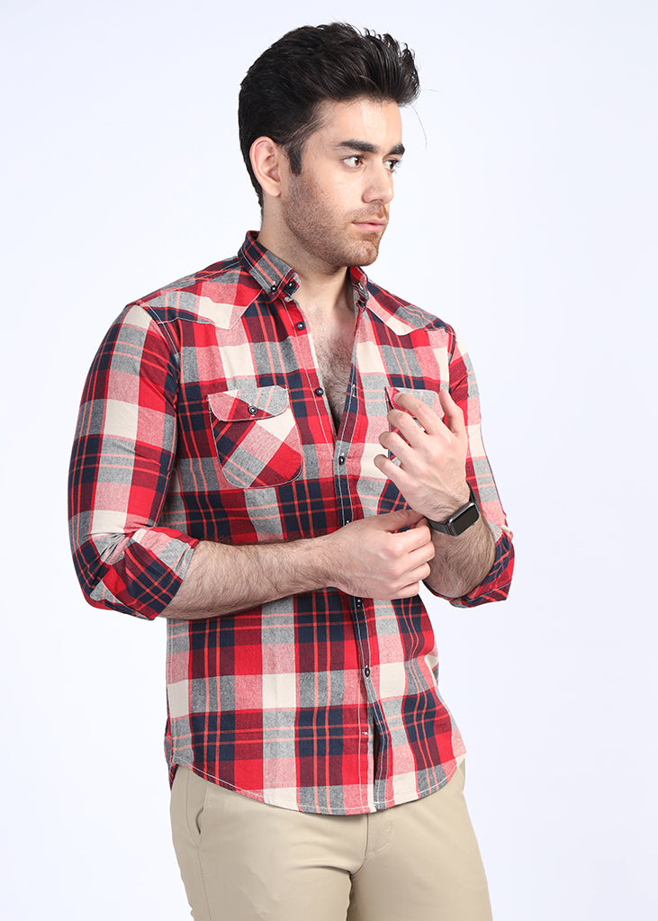 Red Check Casual Shirt C21602-RD