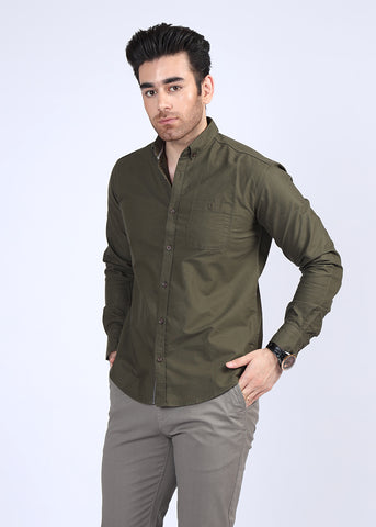 Green Plain Casual Shirt CJP21301-GN