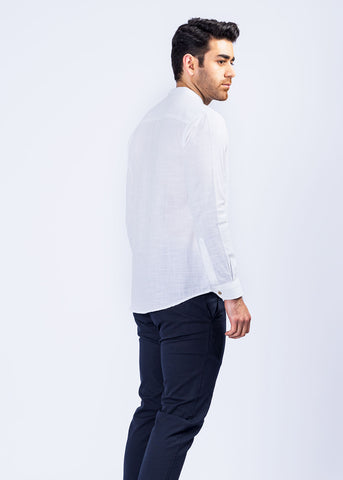 White Textured Casual Shirt WHITE-TEXTURED-CASUAL-SHIRT-CS22033-WT