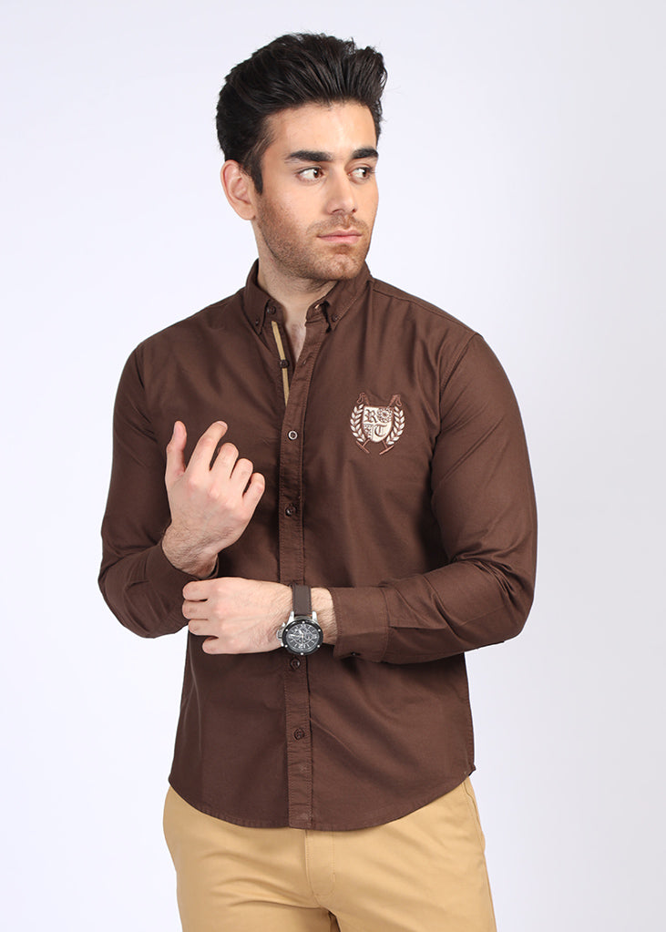 Dark Brown Plain Casual Shirt P21210-DBR